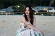 陶红海外度假美艳私房照 沙滩白裙尽显俏皮灵动